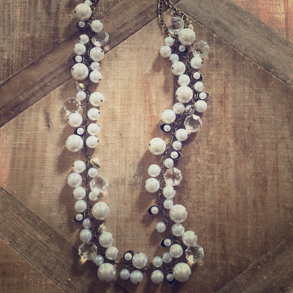 Faux pearl and crystal necklace